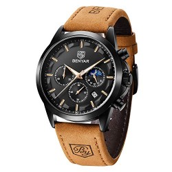 Wrist Watch for Men, Genuine Leather Strap Watches