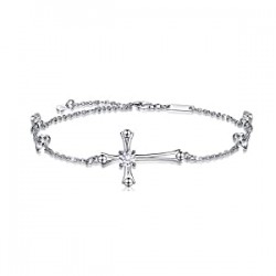 925 Sterling Silver Charm Adjustable Foot Anklet, Large Cross Bracelet