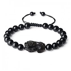 Black Obsidian Stone Pixiu Pi Yao Bracelet