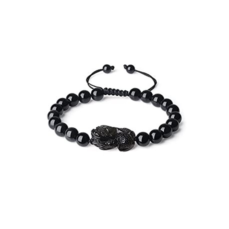 Black Obsidian Stone Pixiu Pi Yao Bracelet