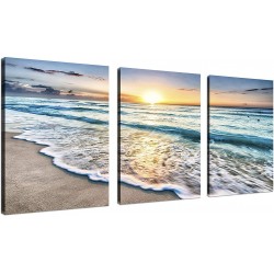 3 Panel Beach Canvas Wall Art for Home Decor