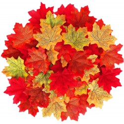 1100 Pcs Fall Colored Artificial Maple Leaves