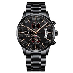 Mens Black Military Watches Stainless Steel