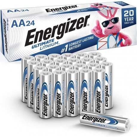 Energizer AA Lithium Batteries, World's Longest Lasting Double A Battery, Ultimate Lithium (24 Battery Count)