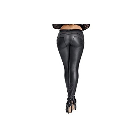 Leather PU Elastic Shaping Hip Push Up Pants Black Thick Sexy Leggings for Women