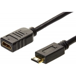 Mini HDMI Male to HDMI Female Converter Adapter Cable - 6-Inch, 2-Pack