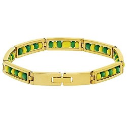 Jewelry Stainless Steel Orula Bracelet Green Yellow