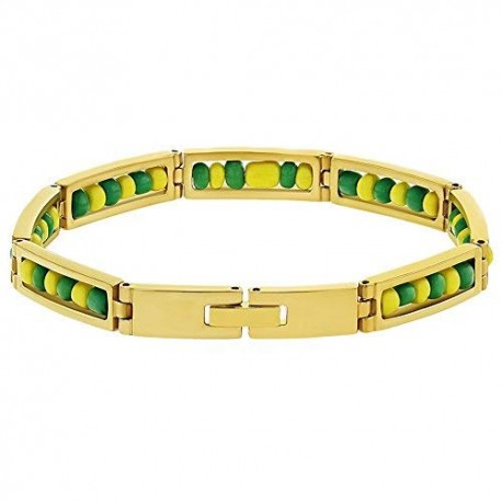 Jewelry Stainless Steel Orula Bracelet Green Yellow