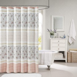 Modern Home Bathroom Décor Bathtub Privacy Screen, 72x72, Blush