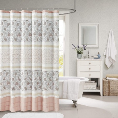 Modern Home Bathroom Décor Bathtub Privacy Screen, 72x72, Blush