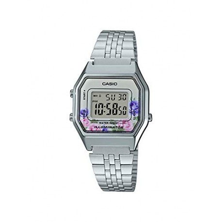 Casio Women's Vintage Floral Dial Alarm Chronograph Digital Watch