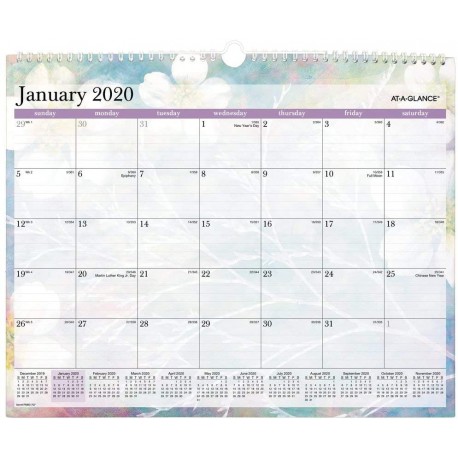 Pack 2 of 2020 Monthly Wall Calendar