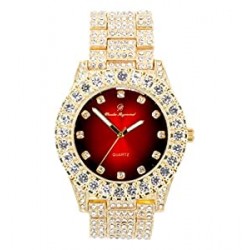 Metal Mens Color on Blast Watch with Diamond Time Indicators