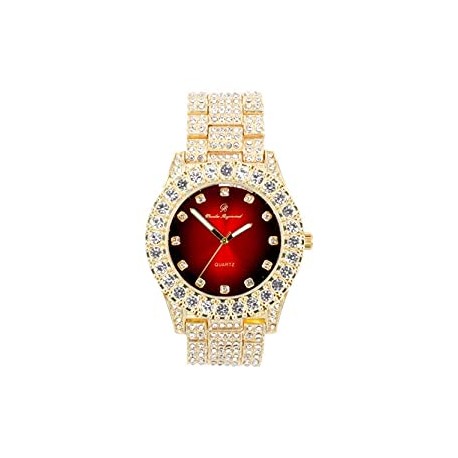 Metal Mens Color on Blast Watch with Diamond Time Indicators