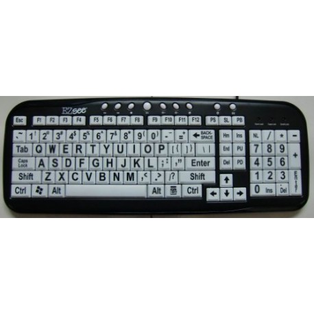 Low Vision Keyboard Large Black Print, White Keys