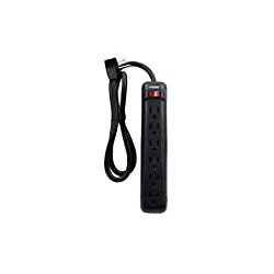 6-Outlet Power Strip with Right Angle Plug and 14-3 SJT 3-Feet Cord