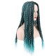 Women Long Braid Blue and Black Mixed Wig Halloween Cosplay Wig Anime Costume Party Wig