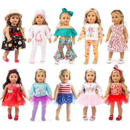 19 pcs Girl Doll Clothes Gift for American 18 inch Doll Clothes and Accessories