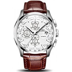 Watch Stainless Steel with Brown Genuine Leather Band