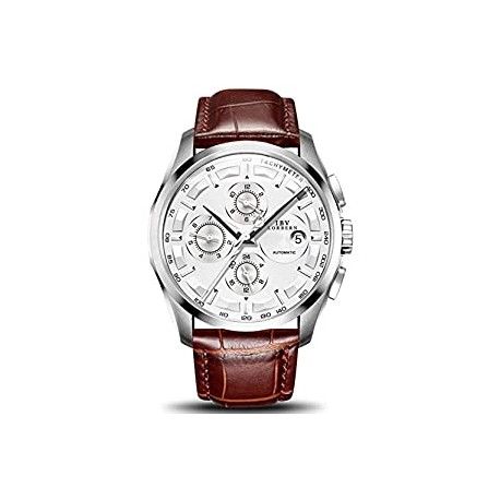 Watch Stainless Steel with Brown Genuine Leather Band