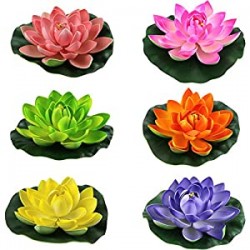 Artificial Floating Foam Lotus Flower Pond Decor Water Lily (6 Colours-2, Small-10cm)