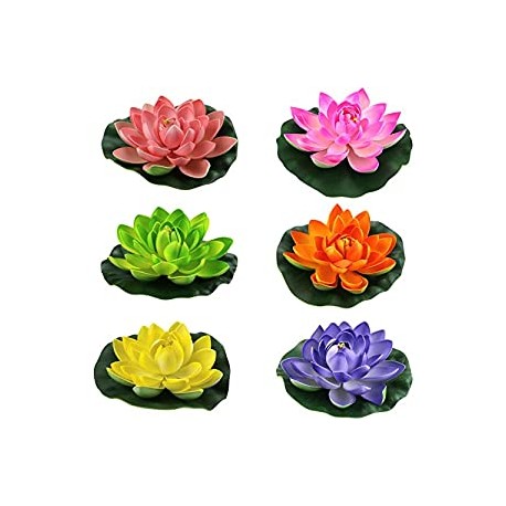 Artificial Floating Foam Lotus Flower Pond Decor Water Lily (6 Colours-2, Small-10cm)