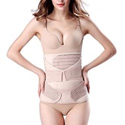 3 in 1 Postpartum Support - Recovery Belly/waist/pelvis Belt Shapewear Slimming Girdle, Beige, One Size
