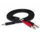 TRS to Dual 1/4" TS Stereo Breakout Cable, 10 Feet
