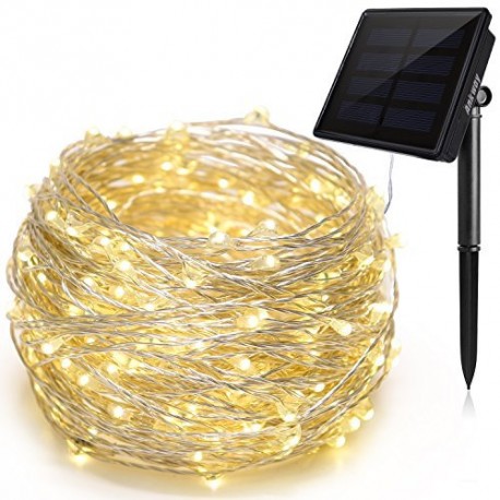Solar String Lights, Ankway 200 LED Fairy Lights 8 Modes 3-Strands Copper Wire 72 ft