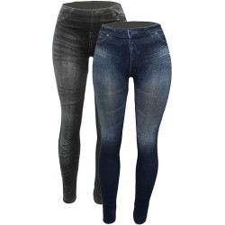 Pack 2 of Women's Denim Print Fake Jeans