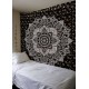 Bohemian Wall Hanging For Living Room Home Décor, Beach Throw Queen Size (84x90 Inches, Black Silver)