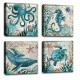 4 Piece Canvas Wall Art Home Wall Decor Art Ocean Watercolor