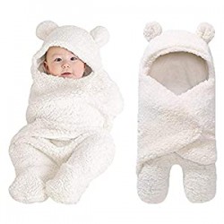 Cute Newborn Baby Boys Girls Blankets Plush Swaddle Blankets White