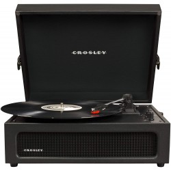 Crosley CR8017A-BK Voyager Vintage Portable Turntable with Bluetooth Receiver and Built-in Speakers, Black