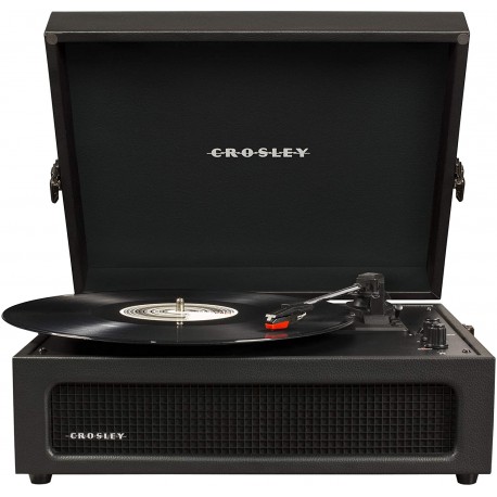 Crosley CR8017A-BK Voyager Vintage Portable Turntable with Bluetooth Receiver and Built-in Speakers, Black
