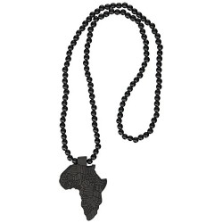 Pendant Wood Bead Rosary Necklaces, Black