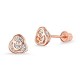 Rose Gold Tone Flower Cubic Zirconia Screwback Baby Girls Earrings