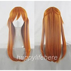 Japanese Anime Bright Orange Long Cosplay Wig with Ponytail (60cm)