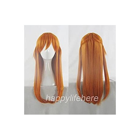 Japanese Anime Bright Orange Long Cosplay Wig with Ponytail (60cm)