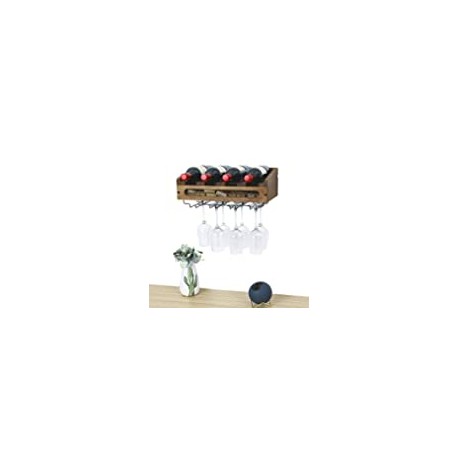 Wall Mounted Wooden Wine Rack 4 Wine Bottles