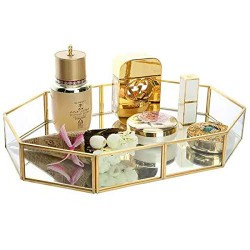 Gold Polygon Decorative Mirror Tray can Hold Perfume