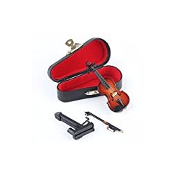 Wooden Miniature Violin with Stand