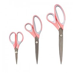 Titanium Softgrip Scissors Set for Sewing, Arts, Crafts, Office - Jubilee Yarn - 1 Set of 3 - Pink