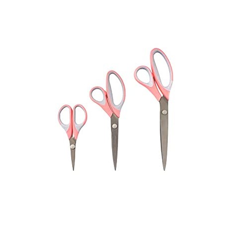 Titanium Softgrip Scissors Set for Sewing, Arts, Crafts, Office - Jubilee Yarn - 1 Set of 3 - Pink