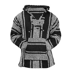 Mexican Baja Hoodie Hippie Surf Poncho Sweater Sweatshirt Pullover Jerga