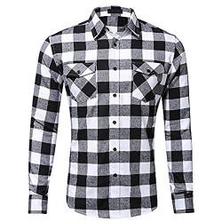 Men’s Plaid Flannel Shirts-Long Sleeve Casual