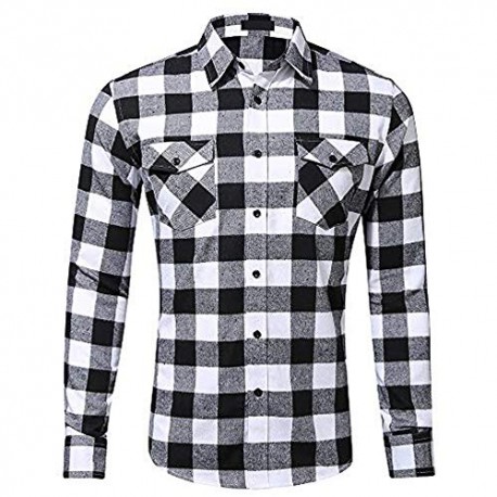 Men’s Plaid Flannel Shirts-Long Sleeve Casual