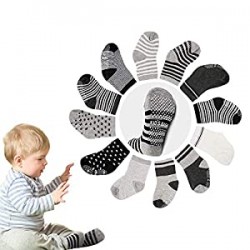 12 Pairs Cotton Grip Socks for Baby Boy