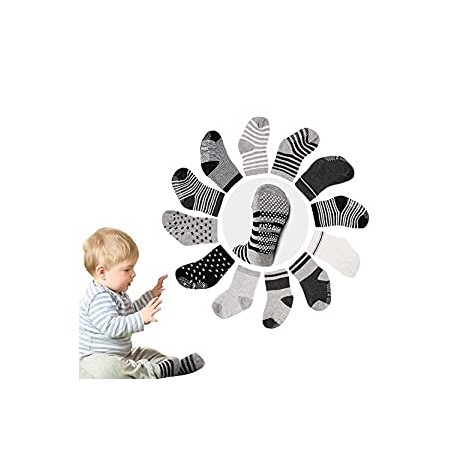 12 Pairs Cotton Grip Socks for Baby Boy