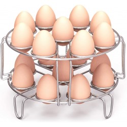 Cook 18 Eggs, Stainless Steel Kitchen Trivet Stackable Steaming Holder Pressure Cooker Accessories